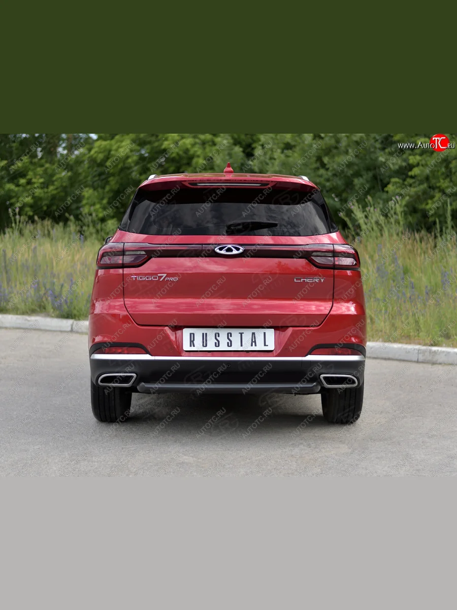 Защита заднего бампера (Ø63 мм, дуга, c полимерным покрытием ) SLITKOFF  Chery Tiggo 7 PRO (2019-2025) (черная)  с доставкой в г. Самара