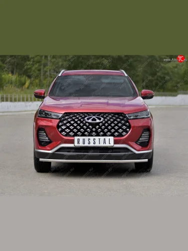 Защита переднего бампера (Ø42 мм секции, нержавейка) SLITKOFF Chery Tiggo 7 PRO (2019-2025)