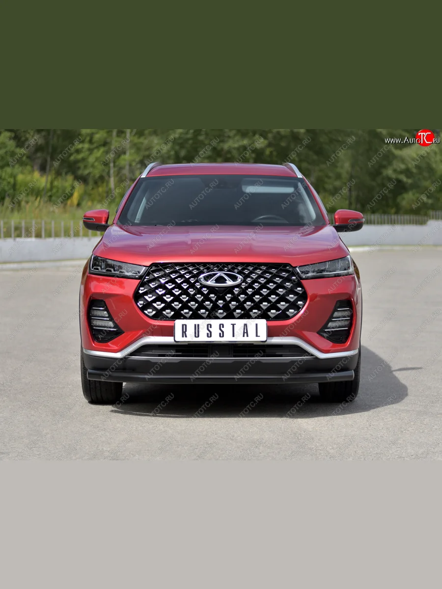 Защита переднего бампера (Ø63 мм, с полимерным покрытием) SLITKOFF  Chery Tiggo 7 PRO (2019-2025) (черная)  в Перми Пермском крае