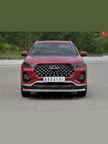 Защита переднего бампера (Ø63 мм, нержавейка) SLITKOFF Chery Tiggo 7 PRO (2019-2025)