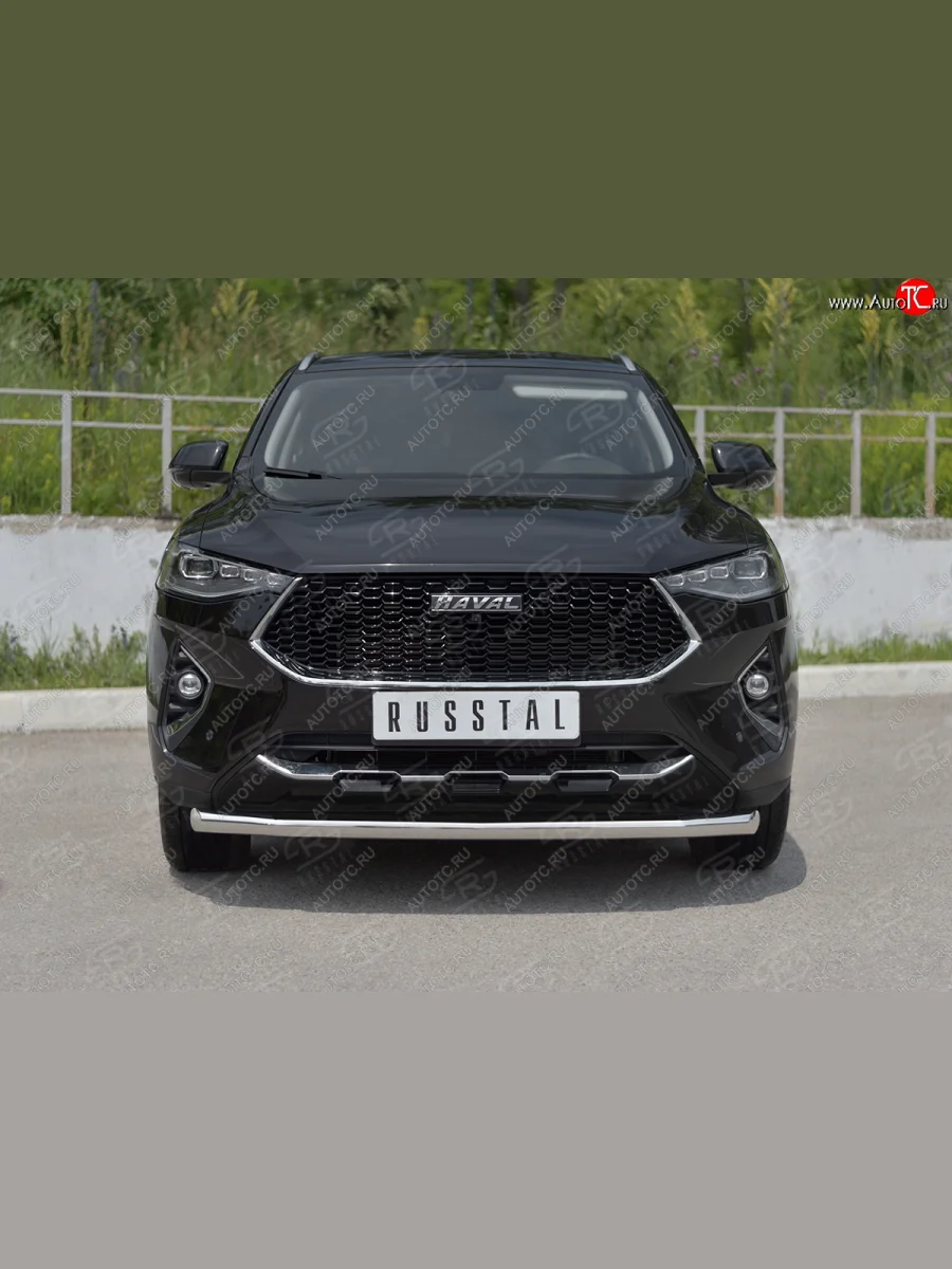 Защита переднего бампера (Ø63 мм секции, нержавейка, 1,5 4WD) SLITKOFF  Haval F7x (2019-2022)  в Керчи Республика Крым
