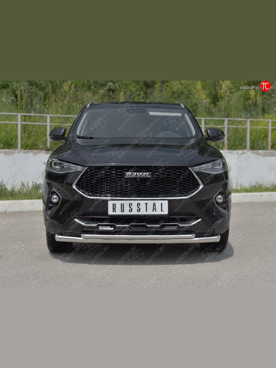 Защита переднего бампера (Ø63 мм секции, нержавейка, 1.5 4WD) SLITKOFF  Haval F7x (2019-2022)  с доставкой в г. Керчь