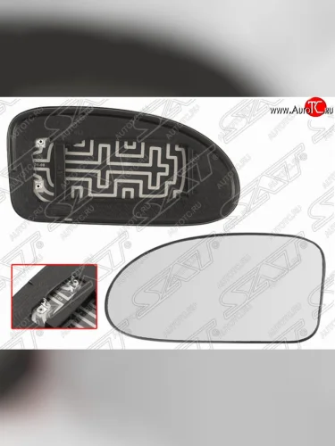 Левое полотно зеркала SAT (сферическое с обогревом) Ford Focus  1 (1998-2005) седан дорестайлинг, универсал дорестайлинг, хэтчбэк 5 дв. дорестайлинг, седан рестайлинг, универсал рестайлинг, хэтчбэк 5 дв. рестайлинг
