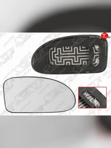 Правое полотно зеркала SAT (сферическое с обогревом) Ford Focus 1 универсал дорестайлинг (1998-2002)