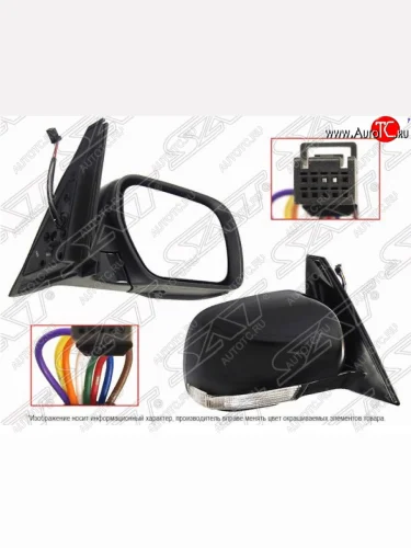 Правое боковое зеркало заднего вида SAT (регулировка, складывание, обогрев, поворот, 8 контактов) Mitsubishi Pajero 4 V90 дорестайлинг (2006-2011)