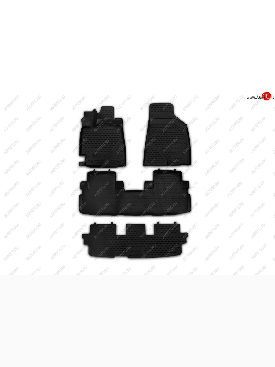Комплект ковриков салона (чёрные, полиуретан) Element Toyota Highlander XU40 рестайлинг (2010-2013) (Чёрные)  с доставкой в г. Керчь