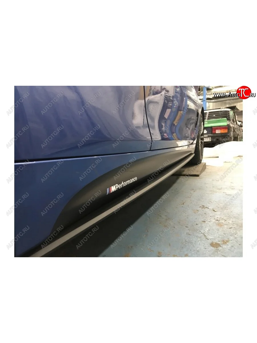 Пластиковые накладки под пороги М-Perfomance  BMW 4 серия (2013-2020) F32 (цвет: черный матовый)  В Кинешме Ивановской области