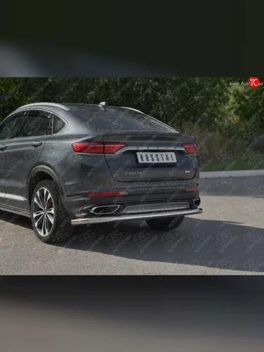 Защита заднего бампера (Ø57 мм) SLITKOFF (нержавейка полированная) Geely Tugella  FY11,HPBA4 (2019-2025) дорестайлинг, рестайлинг