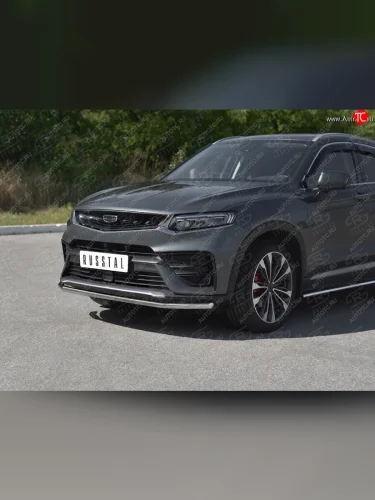 Защита переднего бампера (Ø42 мм, нержавейка) SLITKOFF Geely Tugella  FY11,HPBA4 (2019-2025) дорестайлинг, рестайлинг