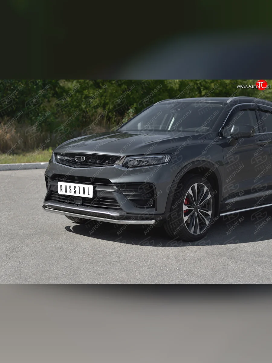 Защита переднего бампера (Ø42 мм, нержавейка) SLITKOFF Geely Tugella FY11,HPBA4 рестайлинг (2022-2025)  в Самаре Самарской области