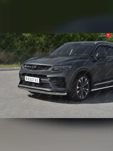 Защита переднего бампера (Ø63 мм, нержавейка) SLITKOFF Geely Tugella  FY11,HPBA4 (2019-2025) дорестайлинг, рестайлинг