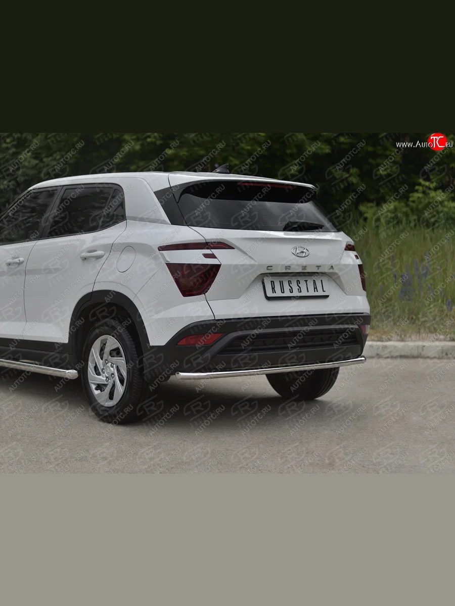 Защита заднего бампера (Ø42 мм, нержавейка) SLITKOFF  Hyundai Creta (2020-2022) SU (полированная нержавейка)  в Перми Пермском крае