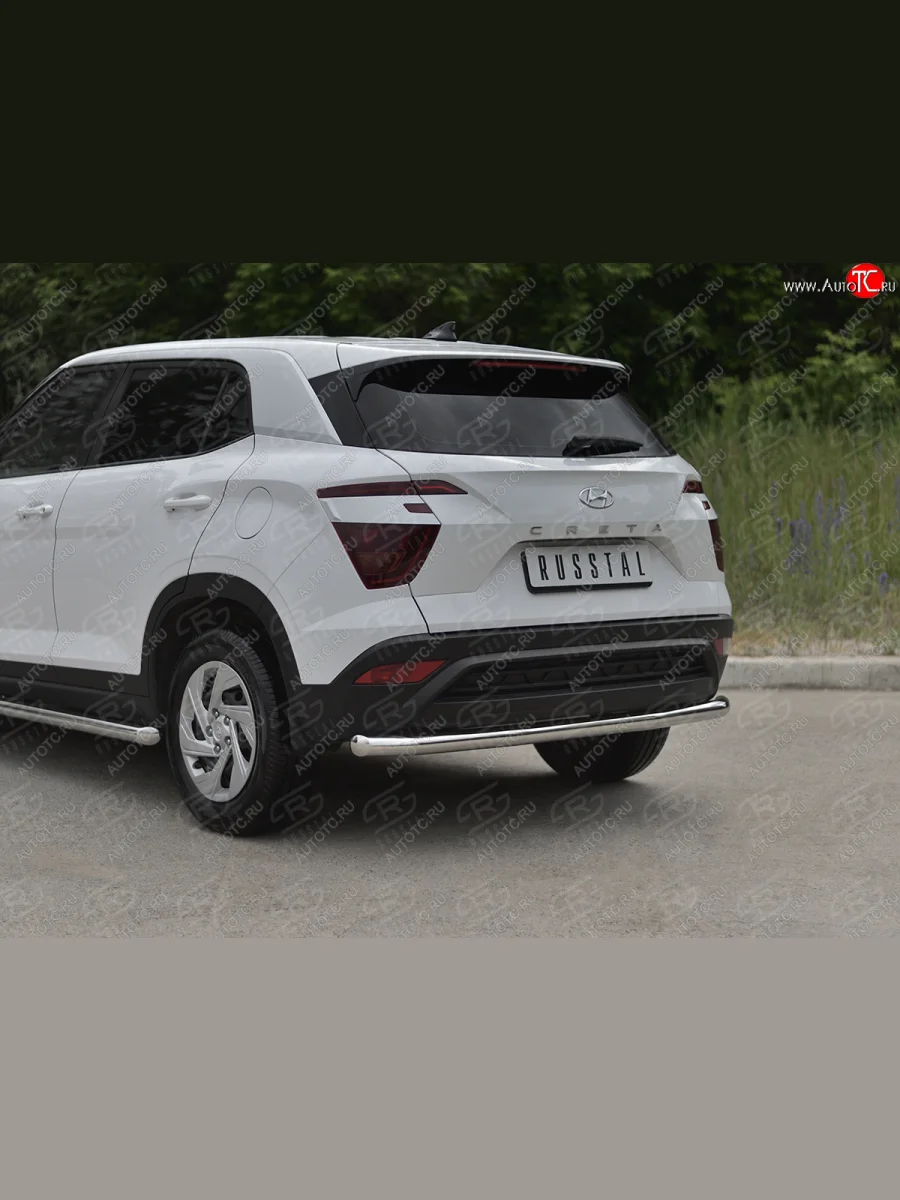 Защита заднего бампера (Ø63 мм, нержавейка) SLITKOFF  Hyundai Creta (2020-2022) SU  В Кинешме Ивановской области