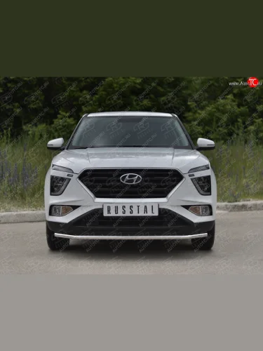 Защита переднего бампера (Ø42 мм, нержавейка) SLITKOFF Hyundai Creta  SU (2020-2022)