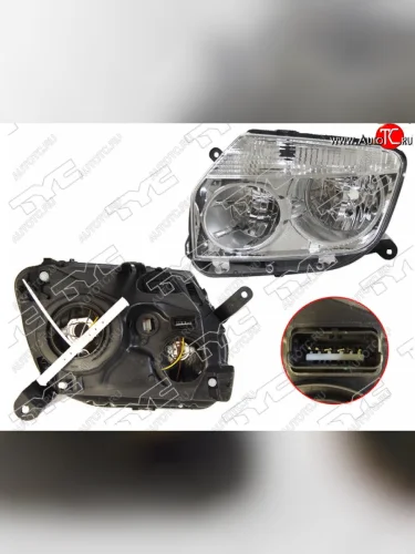 Левая фара передняя TYC (хром, под электрокорректор) Renault Duster HS дорестайлинг (2010-2015)