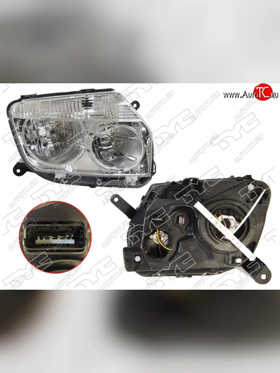Правая фара передняя TYC (хром, под электрокорректор) Renault Duster HS дорестайлинг (2010-2015)  в Перми Пермском крае