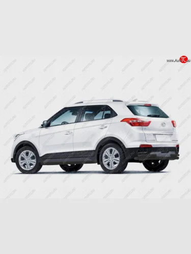 Защита заднего бампера (Ø57 секции/Ø42 уголки) SLITKOFF (нержавейка с полимерным покрытием, черный) Hyundai Creta  GS (2015-2021) дорестайлинг, рестайлинг