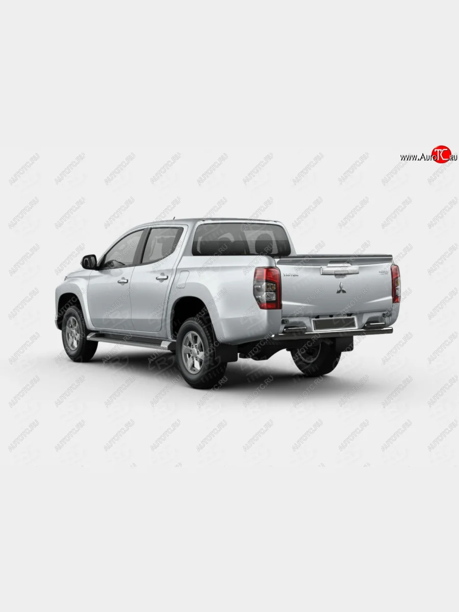 Защита заднего бампера SLITKOFF (Ø57 секции d42x2 уголки) Mitsubishi L200 5 KK,KL рестайлинг (2018-2022) (нержавейка с полимерным покрытием, черный)  с доставкой в г. Керчь