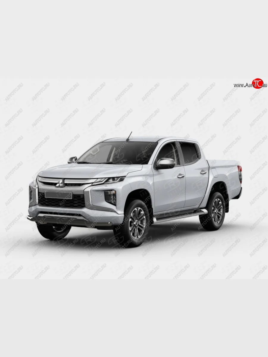 Защита переднего бампера SLITKOFF (Ø63 мм) Mitsubishi L200 5 KK,KL рестайлинг (2018-2022) (порошковая окраска в цвет черный муар)  в Воронеже Воронежской области
