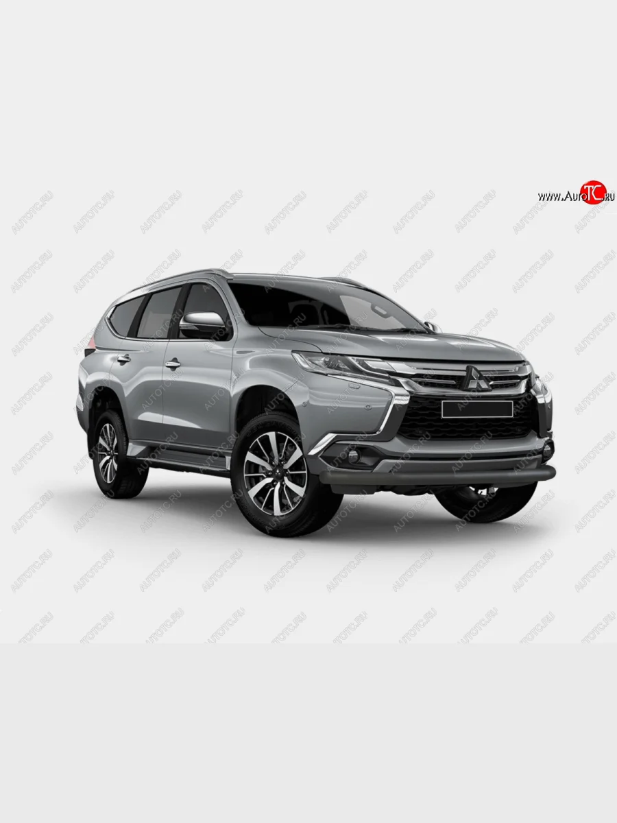 Защита переднего бампера (Ø63 мм) SLITKOFF  Mitsubishi Pajero Sport (2015-2021) QE (нержавейка с полимерным покрытием, черный)  в Самаре Самарской области