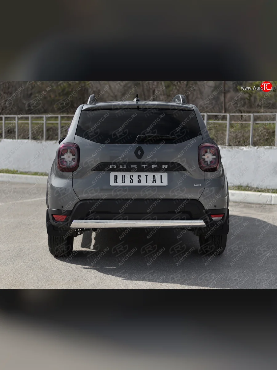 Защита заднего бампера (Ø75х42 мм, нержавейка) Russtal Renault Duster HM рестайлинг (2021-2024)  в Керчи Республика Крым