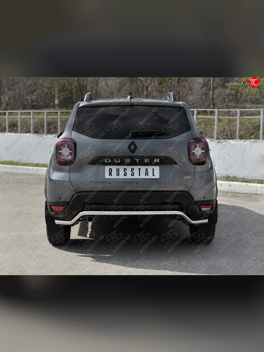Защита заднего бампера (Ø42 мм, волна, нержавейка) SLITKOFF Renault Duster HM рестайлинг (2021-2024)  в Самаре Самарской области