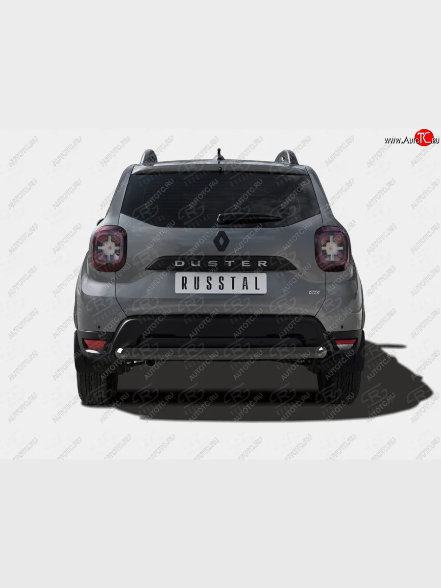 Защита заднего бампера (Ø63 мм) SLITKOFF  Renault Duster (2021-2024) HM (нержавейка с полимерным покрытием, черный)  с доставкой в г. Самара