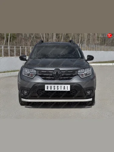 Защита переднего бампера (Ø63 мм) SLITKOFF (полированная нержавейка) Renault Duster  HM (2021-2024) рестайлинг