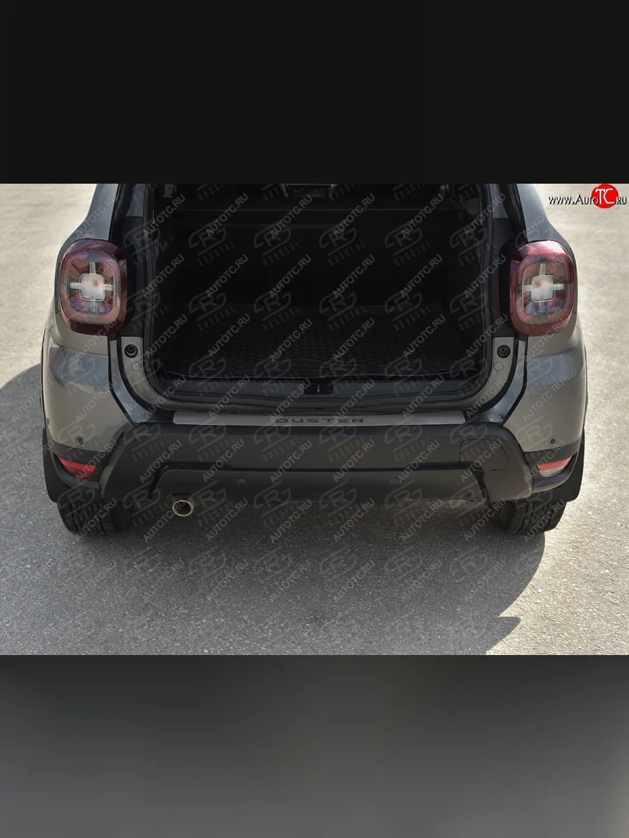 Защитная накладка заднего бампера Russtal Renault Duster HM рестайлинг (2021-2024) (нержавейка шлифованная с надписью)  в Самаре Самарской области