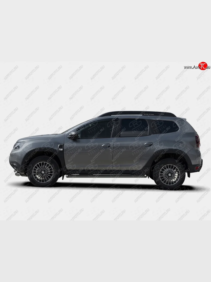 Защита порогов (Ø63 мм) SLITKOFF  Renault Duster (2021-2024) HM (срез на торцах 45°, цвет черный)  в Самаре Самарской области