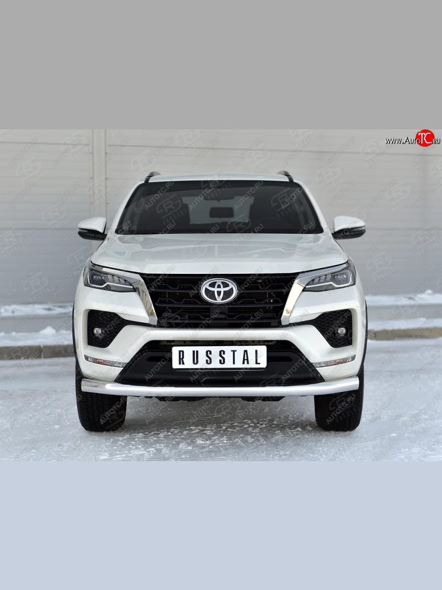 Защита переднего бампера (Ø76 мм, нержавейка) SLITKOFF  Toyota Fortuner (2020-2025) AN160  в Самаре Самарской области