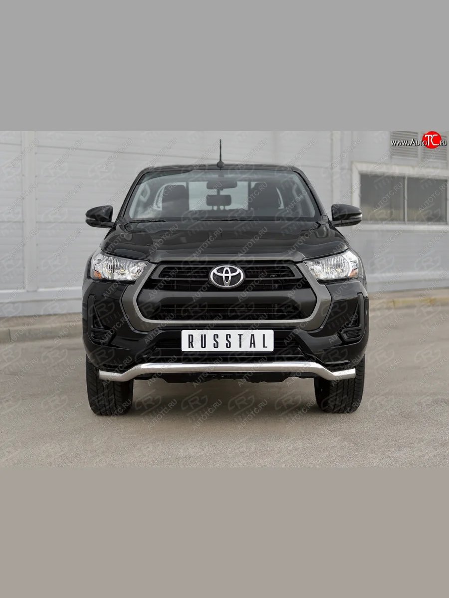 Защита переднего бампера (Ø63 мм волна) SLITKOFF  Toyota Hilux (2020-2025) AN120 (полированная нержавейка)  в Самаре Самарской области
