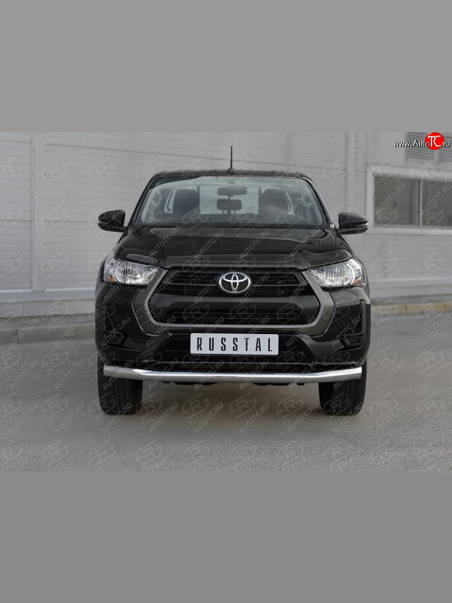 Защита переднего бампера (Ø76 мм, нержавейка) SLITKOFF  Toyota Hilux (2020-2025) AN120  в Воронеже Воронежской области