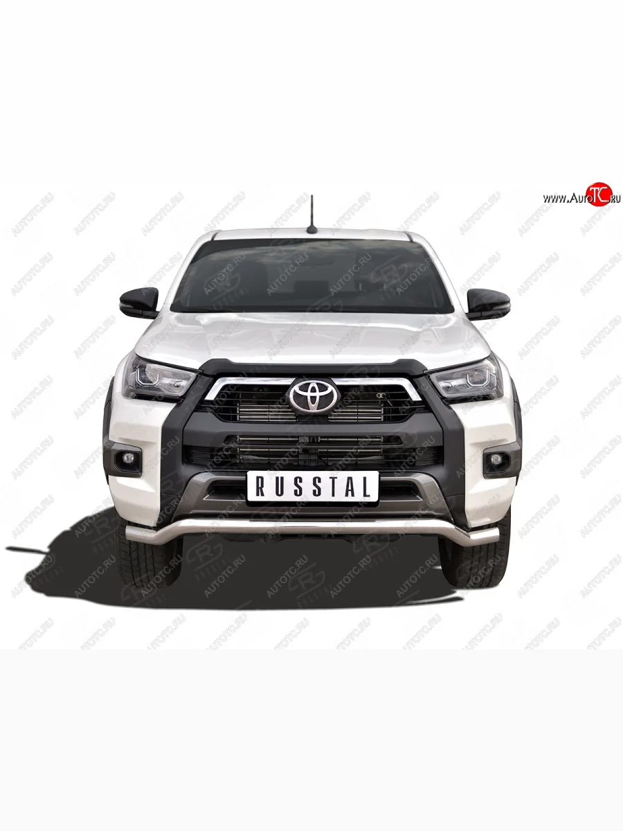 Защита переднего бампера (Ø63 мм волна, нержавейка, комплектация BLACK ONYX) SLITKOFF  Toyota Hilux (2020-2025) AN120  в Самаре Самарской области