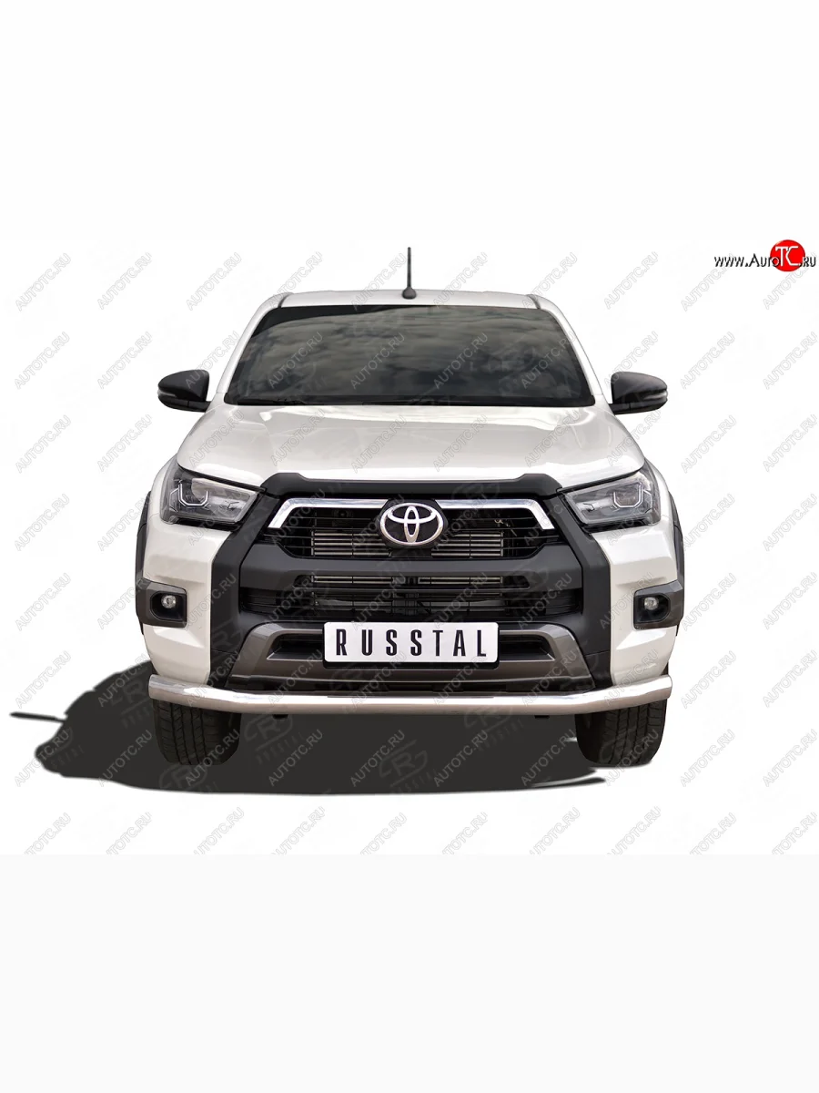 Защита переднего бампера (Ø76 мм, нержавейка, комплектация BLACK ONYX) SLITKOFF  Toyota Hilux (2020-2025) AN120  в Самаре Самарской области