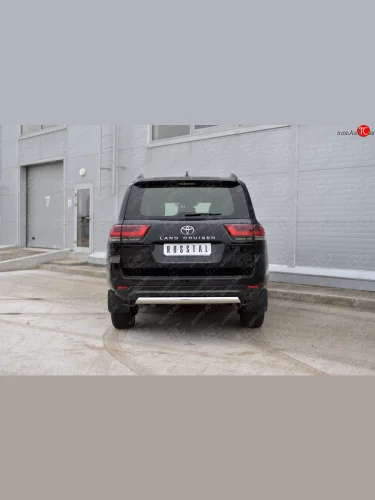 Защита заднего бампера (Ø75х42 мм, нержавейка) Russtal Toyota Land Cruiser  J300 (2021-2025) дорестайлинг