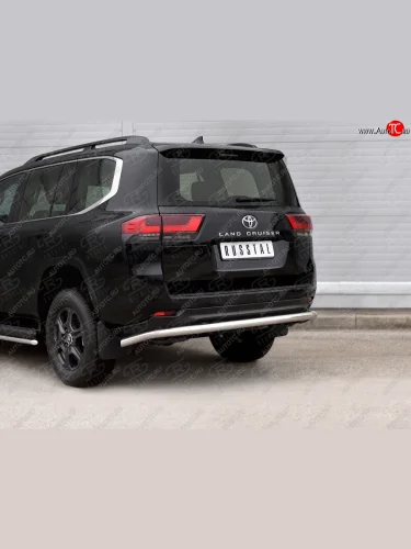 Защита заднего бампера SLITKOFF (Ø63 мм, нержавейка) Toyota Land Cruiser  J300 (2021-2025) дорестайлинг