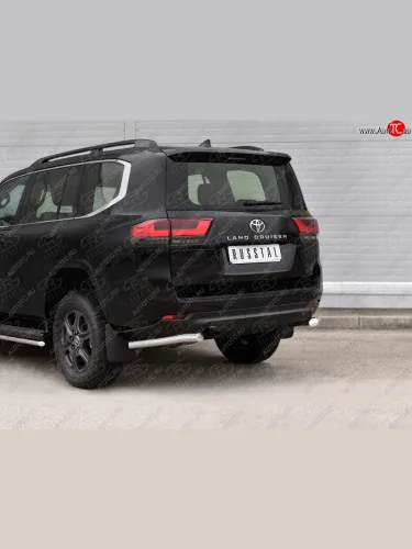 Защита заднего бампера (Ø63 мм, нержавейка) SLITKOFF Toyota Land Cruiser  J300 (2021-2025) дорестайлинг
