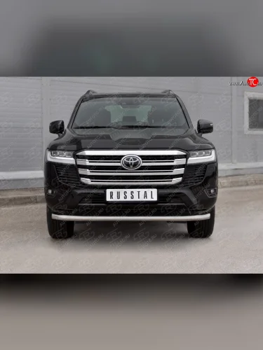 Защита переднего бампера (Ø63 мм, нержавейка) SLITKOFF Toyota Land Cruiser  J300 (2021-2025) дорестайлинг
