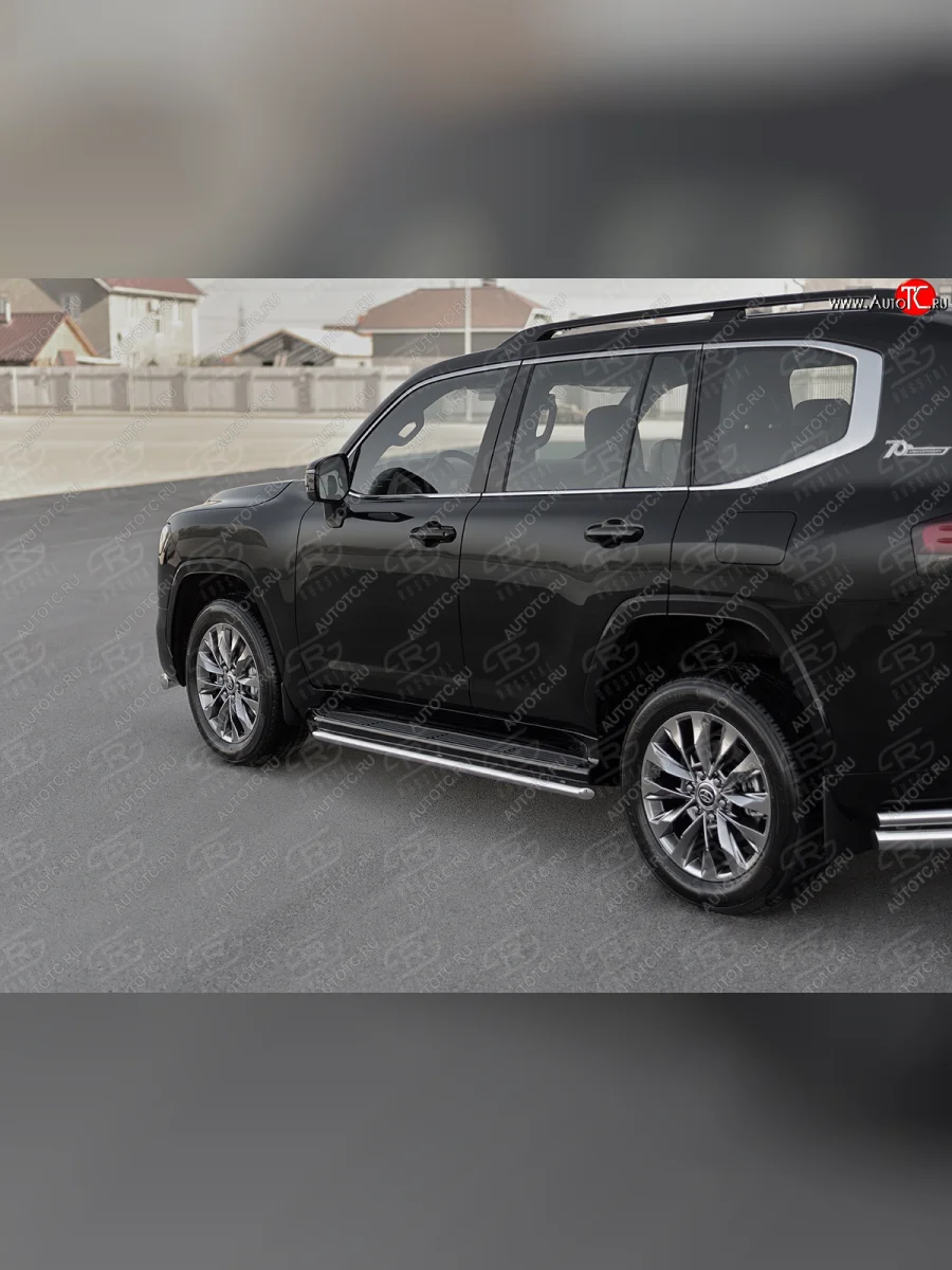 Защита порогов (Ø42 мм, нержавейка) SLITKOFF  Toyota Land Cruiser (2021-2025) J300  в Самаре Самарской области