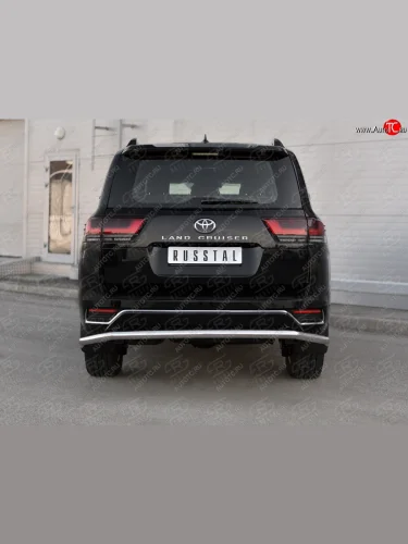 Защита заднего бампера (Ø63 мм, нержавейка, 70TH ANNIVERSARY) SLITKOFF Toyota Land Cruiser  J300 (2021-2025) дорестайлинг