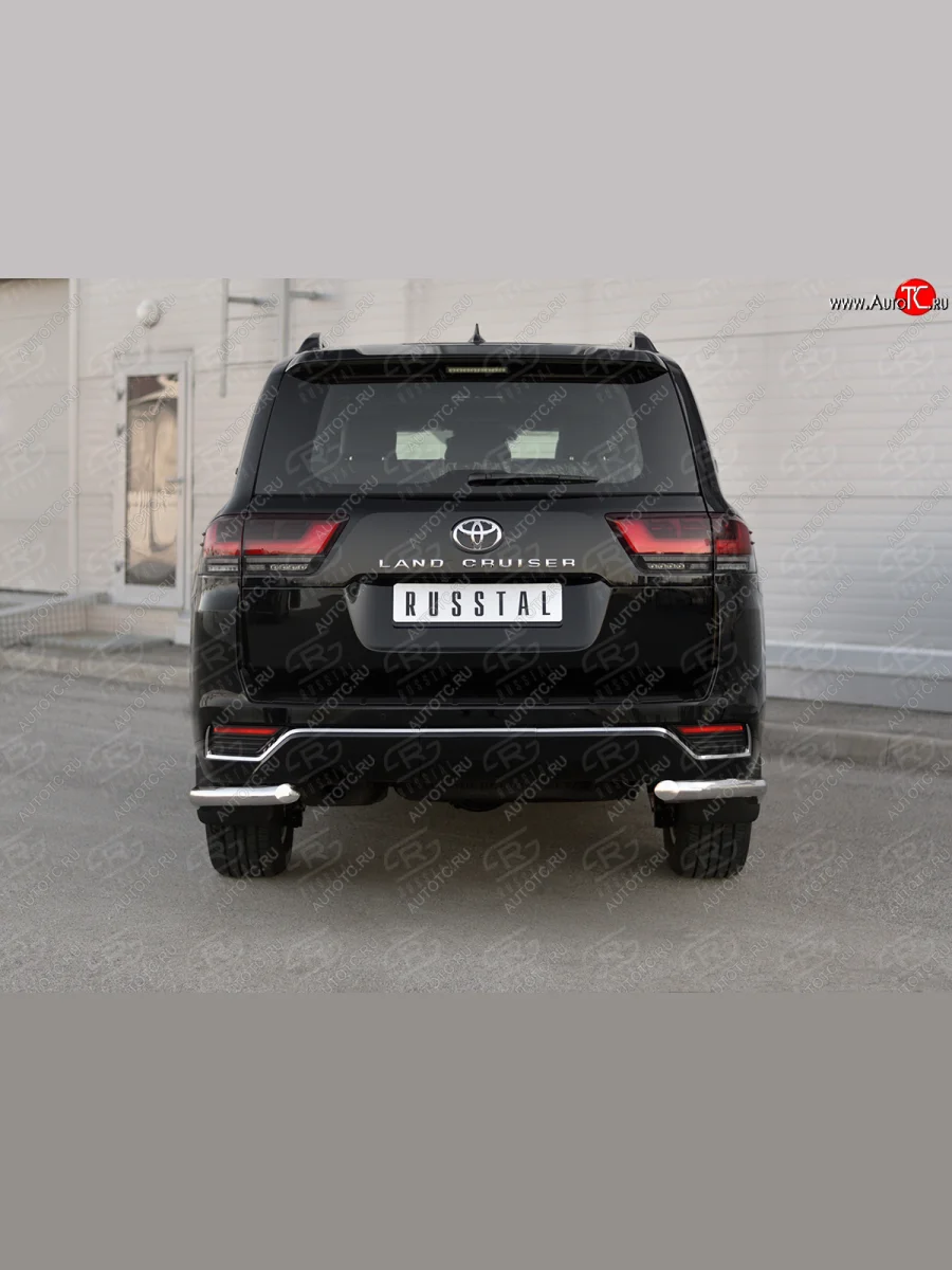 Защита заднего бампера (Ø63 мм уголки, нержавейка, 70TH ANNIVERSARY) SLITKOFF  Toyota Land Cruiser (2021-2025) J300  в Самаре Самарской области