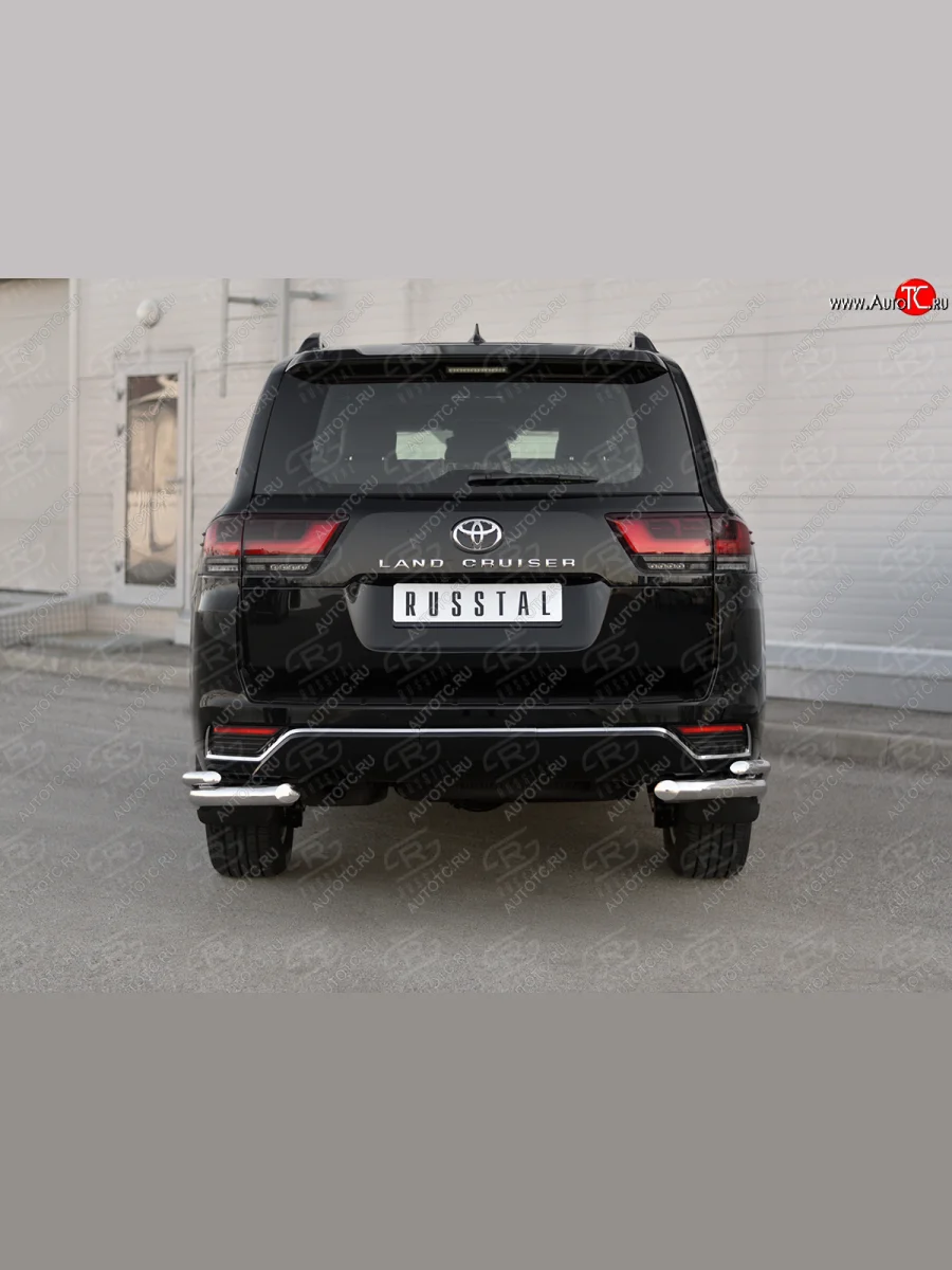 Защита заднего бампера (Ø63 и 42 мм, нержавейка, 70TH ANNIVERSARY) SLITKOFF  Toyota Land Cruiser (2021-2025) J300  в Самаре Самарской области