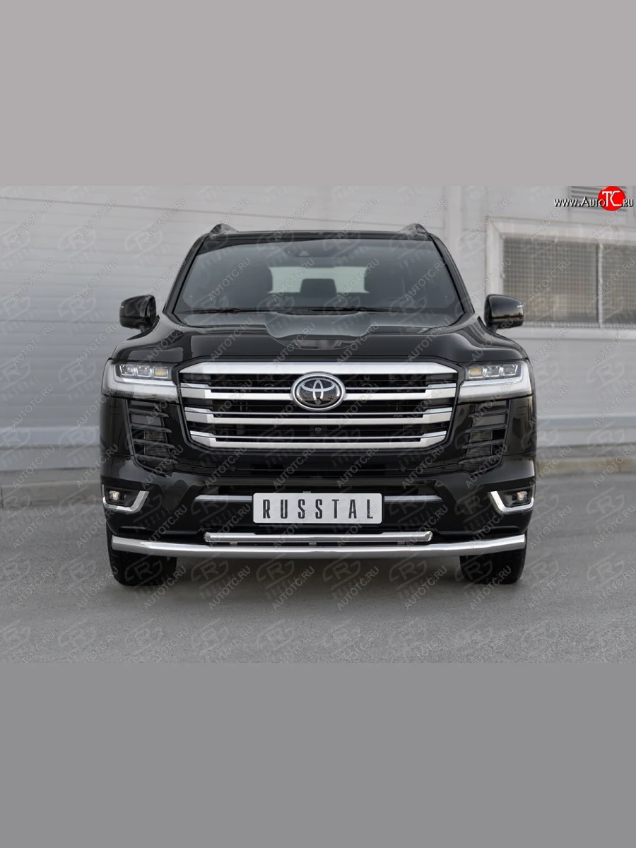 Защита переднего бампера (2 трубы Ø63 и 42 мм , нержавейка, 70TH ANNIVERSARY) SLITKOFF  Toyota Land Cruiser (2021-2025) J300  в Самаре Самарской области