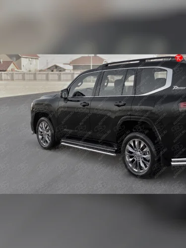 Защита порогов (Ø42 мм, 70TH ANNIVERSARY) SLITKOFF (полированная нержавейка) Toyota Land Cruiser  J300 (2021-2025) дорестайлинг