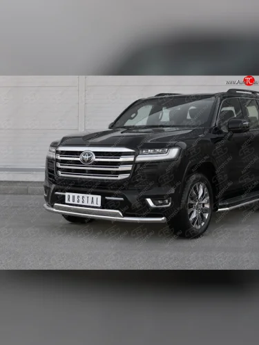 Защита переднего бампера (2 трубы Ø63 и 75х42 мм, нержавейка, 70TH ANNIVERSARY) SLITKOFF Toyota Land Cruiser  J300 (2021-2025) дорестайлинг