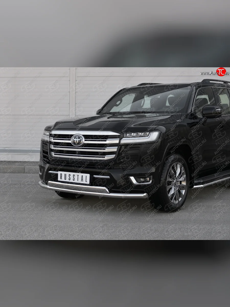 Защита переднего бампера (2 трубы Ø63 и 75х42 мм, нержавейка, 70TH ANNIVERSARY) SLITKOFF  Toyota Land Cruiser (2021-2025) J300  в Самаре Самарской области