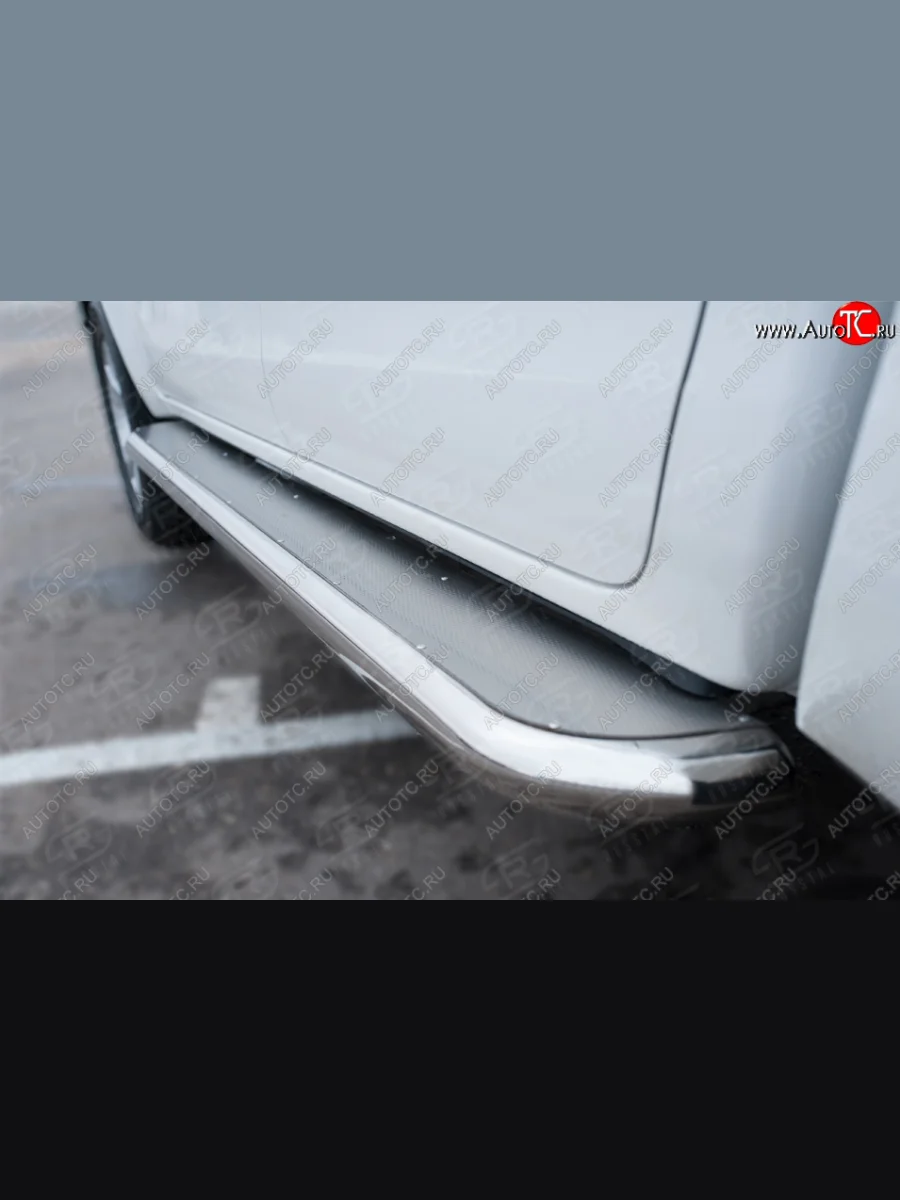 Порожки для ног SLITKOFF (Ø63 мм, BLACK ONYX)  Toyota Hilux (2020-2025) AN120 (лист - нержавейка, профиль - нержавейка)  в Воронеже Воронежской области