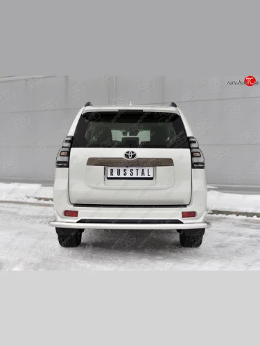 Защита заднего бампера (Ø63 мм, нержавейка, BLACK ONYX) SLITKOFF Toyota Land Cruiser Prado  J150 (2020-2025) 3-ий рестайлинг