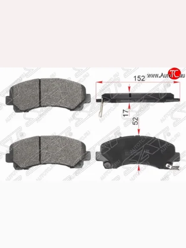 Комплект тормозных колодок для SAT (152*17*52 мм) Chevrolet Trailblazer GM800 рестайлинг (2016-2020)